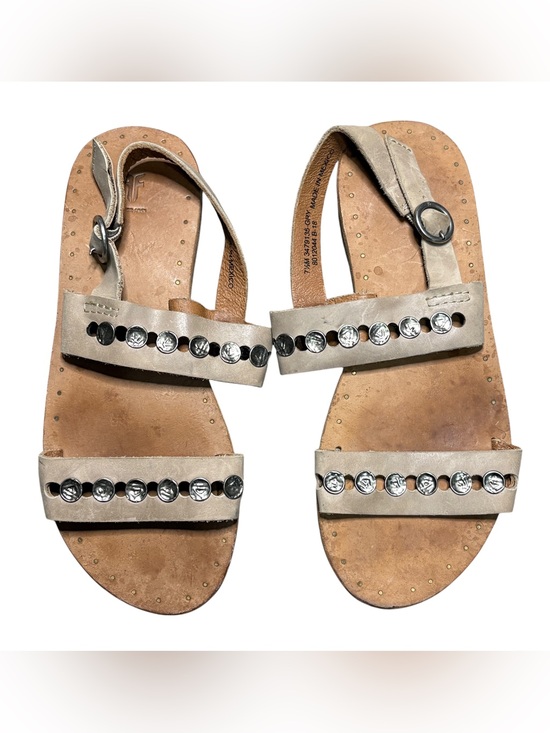 Frye Shoes - FRYE Leather Studded Concho T-Strap Sandals 7.5M Gray Taupe Boho